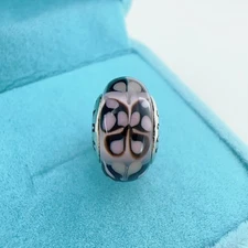 Authentic 925 Silver Core Pink Butterfly Murano Glass European Charm