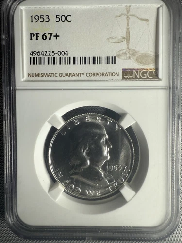 1953 50c Proof Franklin Silver Half Dollar - NGC PF67+