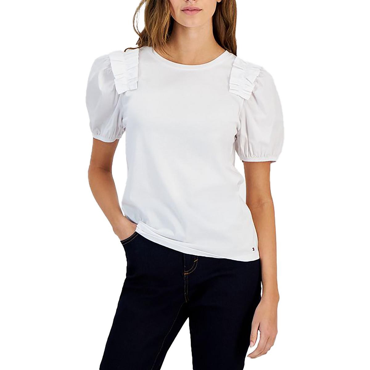 Женская белая блузка Tommy Hilfiger из смеси хлопка в смешанной технике M BHFO 9045