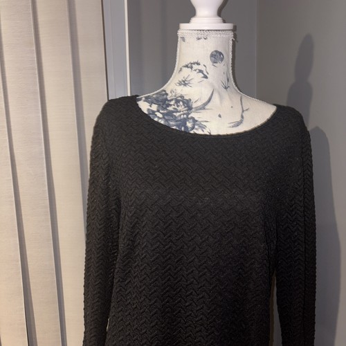 Perceptions New York Black Knee Length Dress with Lace Accents Size L NWT - Picture 3 of 9