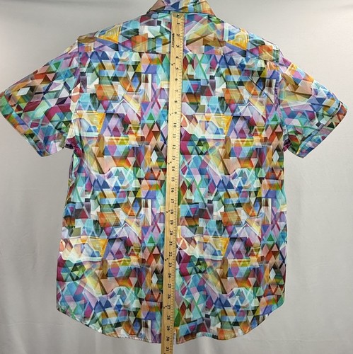 Camisa Robert Graham Abotonada Para Hombres Grande Colorida Vibrante Obra de Arte Puño Abatible SS - Imagen 10 de 12