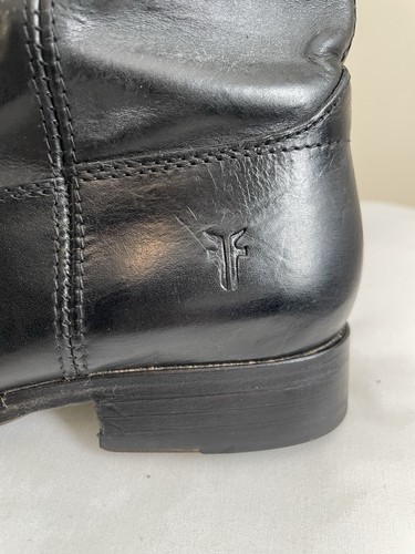 Botas vaqueras Frye Melissa Button 2 de cuero extendidas de pantorrilla talla 7,5 negras - Imagen 8 de 13