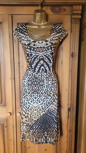 Trendy Frank Lyman Animal Print Wrap Skirt Dress With Gold Necklace Size 18