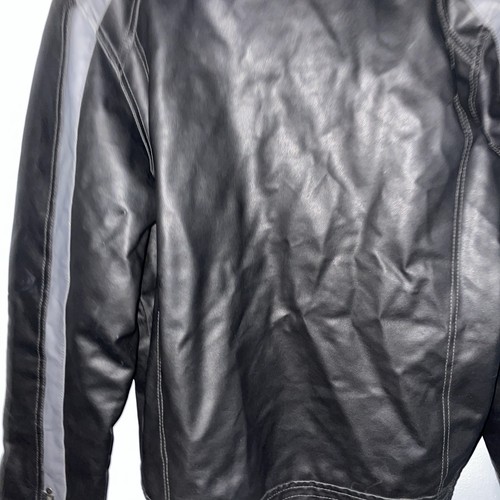Chaqueta azul ancla para hombre pequeña negra imitación cuero motociclista cremallera completa ropa de calle - Imagen 8 de 8