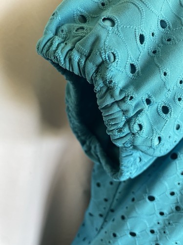 Maggy L Women’s Eyelet Dress Stretchy Fully Lined Aqua Blue Size 10 - Picture 4 of 8