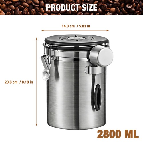 Luftdicht Kaffeedose Edelstahl Kaffeebehälter Tee Vorratsdose mit Löffel DHL - Bild 5 von 12
