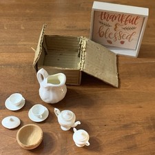 Vtg. Miniature Tea Set China W/ Box 11 pieces Doll Children's Japan Plate Cup