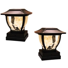 Maxsa 41681 Solar Wave Style Post Cap and Deck Railing Lights, Dark Bronze, 2...