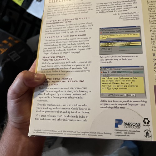 GREEK TUTOR: LEARN BIBLICAL GREEK WITH YOUR OWN PERSONAL, By Parsons Technology - Picture 2 of 2