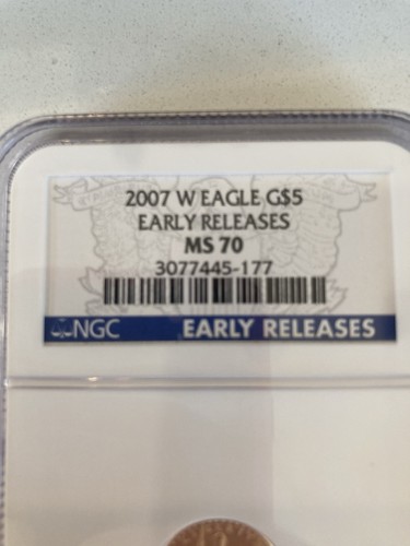 $5 2007-W BURNISHED GOLD EAGLE NGC MS70 EARLY RELEASE - Picture 3 of 3