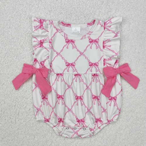 Sibling Sister Baby Girls Pink Bows Tunic Ruffle Shorts Rompers Clothes Sets - Picture 3 of 7