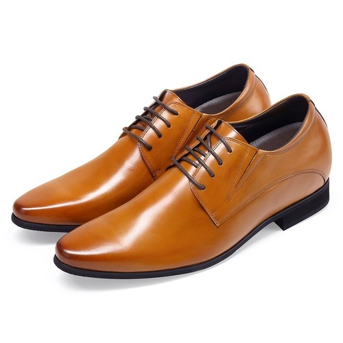 US7 CHAMARIPA 8CM/3.15" ELEVATOR BROWN dress shoes men HEIGHT INCREASE OXFORD - Picture 2 of 10