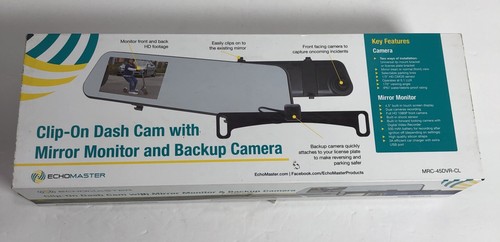 Echomaster Clip-on Dash Cam With Mirror Monitor And Backup Camera- Brand New - Picture 1 of 10