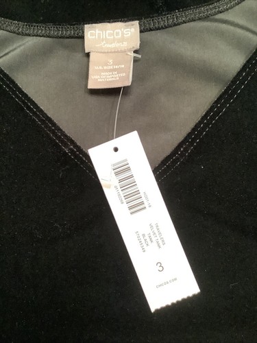 Chico’s Travelers Velvet Tank Top Size 3 US XL Black V Neck NWT - Picture 6 of 9