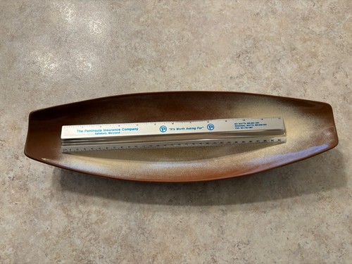 Vintage Frankoma Pottery Brown & Beige F88 Centerpiece Dish  Mid-Century Modern - Imagen 3 de 5