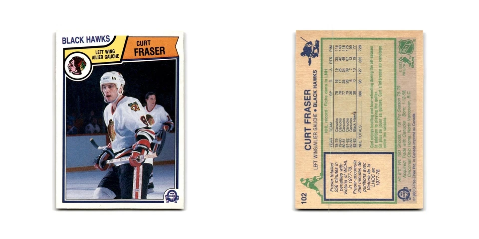 1983 O-Pee-Chee Curt Fraser Chicago Blackhawks #102 - Image 3 of 3