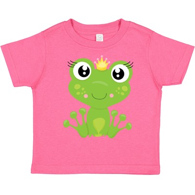 Inktastic Cute Frog, Green Frog, Frog Princess, Crown Toddler T-Shirt Little Kid