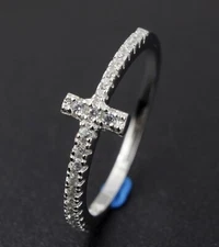 Fashion Women 925 Sterling Silver Religious Silver Side Cross Ring Size 6-8