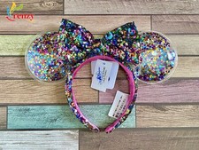Disney Parks Minnie Mouse Ears Bow Rainbow Confetti Sequin Headband US SHIP