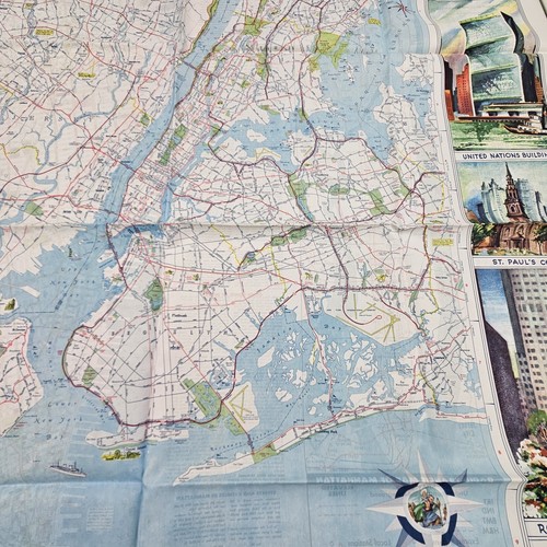Rare Esso Vtg 1950s New York City NYC Linen Souvenir Map Manhattan, Burroughs - Picture 6 of 20