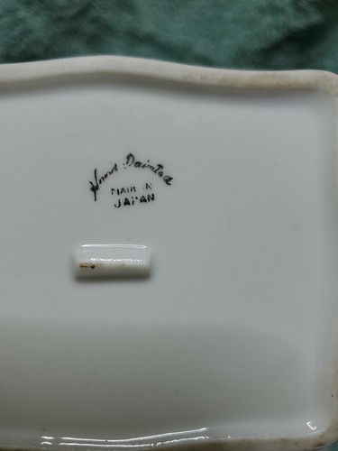 Handbemalte Made in Japan bedeckt Schmuck Porzellan Schatulle und Tablett - Bild 4 von 4
