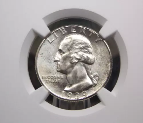 1939 "D" Washington SILVER Quarter 25c NGC MS64 #038 BU Uncirculated ECC&C, Inc.