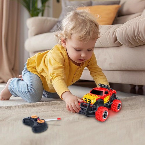 Remote Control Mini Monster Truck 4-Way RC Car Off-Road Toy Set Bold Flame Toy - Picture 9 of 11