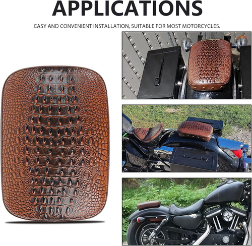 Motorcycle Rectangular Pillion Passenger Pad Seat Crocodile Brown suction cup - Picture 6 of 7