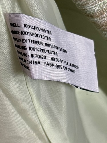 Y2K Tulle Womens XL Metallic Green Tan White Tweed Open Front Blazer Jacket New - Picture 4 of 5
