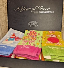Danbury Mint / Willabee&Ward 12 pair Set Year of Cheer HAND Towel Set in Box