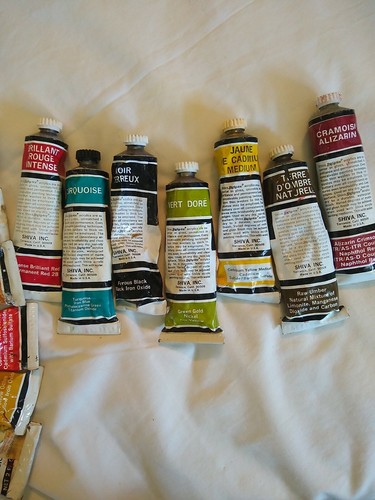 Lote de 7 pinturas acrílicas Signatex Shiva vintage utilizables y 6 colores secos variedad - Imagen 5 de 5