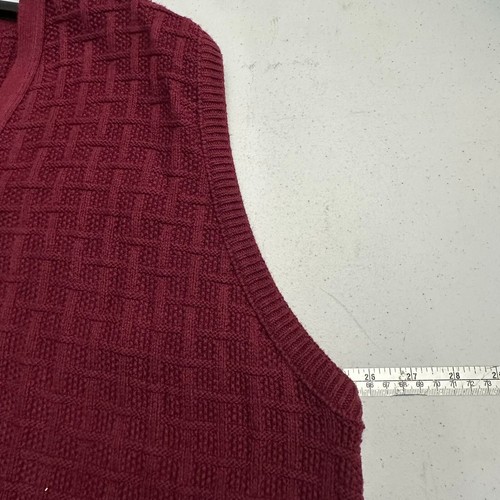 Vintage Shenandoah Herren Pullover Weste Gr. XLT Burgund Korbgeflecht Knopf Preppy - Bild 4 von 6