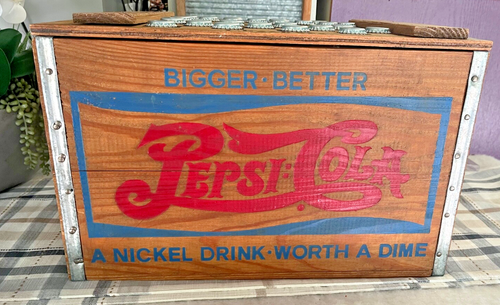 Vtg Pepsi Cola Wooden Crate Nickel Bottle Cap Checkers 17.75 x 11.75 x 11.25 in - Picture 14 of 14