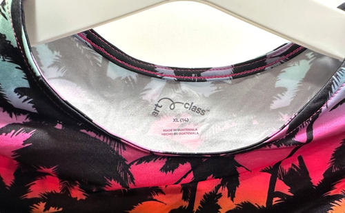 Art Class Girls’ Long Sleeve Rash Guard Crop Top–XL - Tropical Sunset Palm Print - Picture 4 of 7