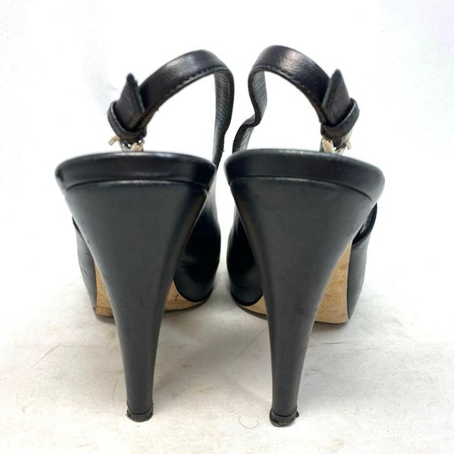 CHANEL COCO MARK Heel Strap Sandals Mules Pumps Shoes Women Size EU 35 1/2 black - Picture 6 of 15