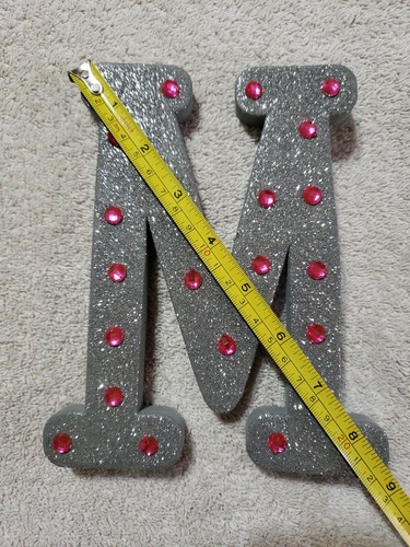 Stick to wall, Teaching or crafts Foam Diy Silver Glitter Letter M Class decor  - Picture 5 of 6
