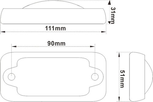 2 X LARGE LED SIDE MARKER LIGHTS WITH WHITE BODY SURROUNDS (2pcs) - Picture 3 of 5