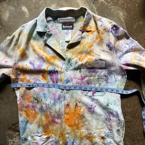 Vintage Ice Dye Bulwark Lab Coat Small Regular Button Closure 90s Tie Dye - Picture 5 of 7