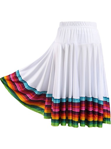 Womens Long Full Circle Folklorico Mexican Flamenco Performance Dance Skirts - Picture 148 of 173