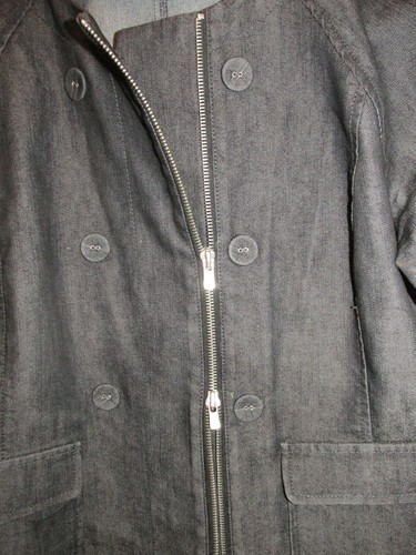 Kenneth Cole Reaction Black Full Zip 3/4 Sleeve Denim Bolero Jacket Size 12 - Picture 9 of 11