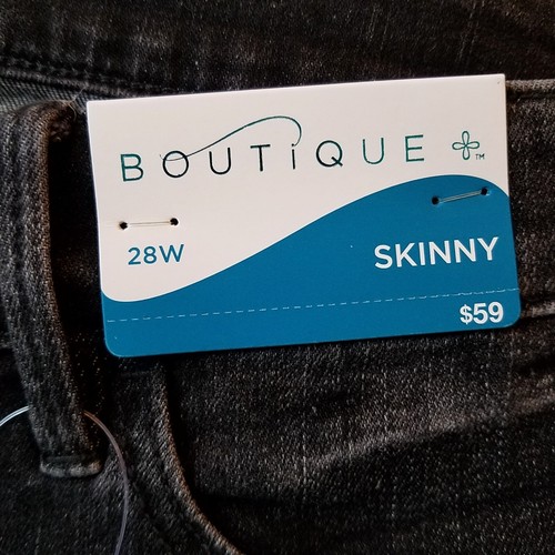 Boutique + Jeans Women’s 28W Black Distressed Raw Hem Ripped Stretch Skinny - Picture 6 of 6