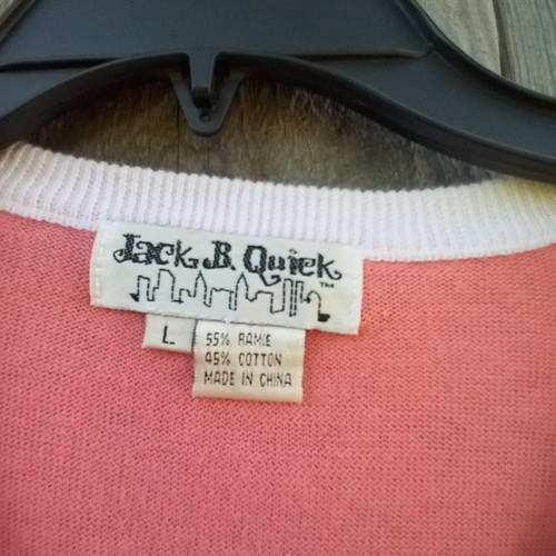 JACK B. QUICK Cardigan Womens Size L Pink Cocktail Print Embellished Beaded Cute - Picture 4 of 13
