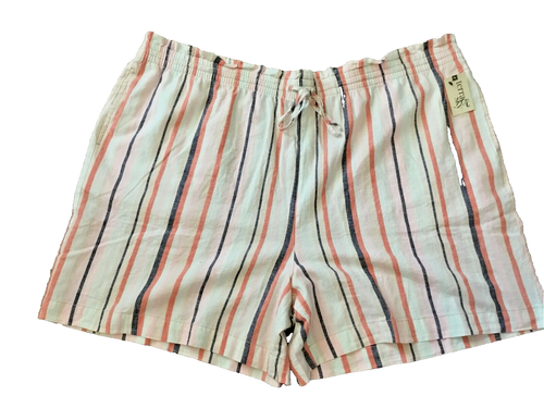 TERRA & SKY HIGHWAIST LINEN STRIPED Elastic Waist Front Pockets Shorts Sz 5X - Bild 1 von 8