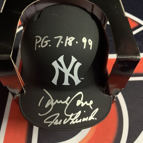 David Cone Joe Girardi Signed New York Yankees Mini Black Helmet Autographed JSA - Picture 2 of 4