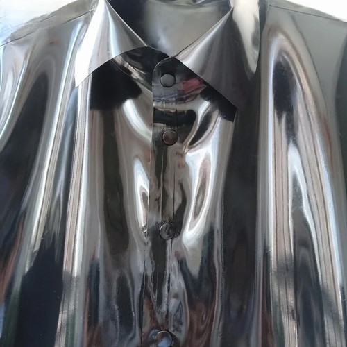 Unisex latex elastic long sleeve shirt rubber top - Picture 3 of 4