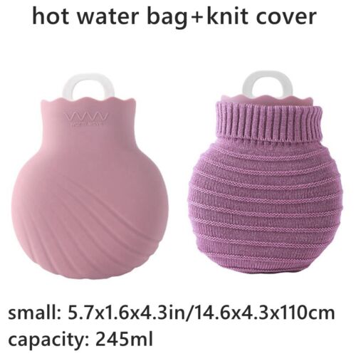 Soft Silicone Hot Water Bottle Bag Knit Cover Microwave Heating Hand Warmer Mini - Picture 13 of 21