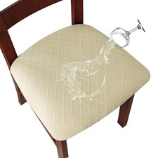 Removable Stretch Jacquard Chair Seat Cover Spandex Dining Slipcover Waterproof  