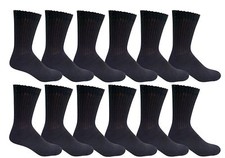 3-6-12 Pairs Men's Plain Solid Sports Athletic Work Crew Socks Size 9-11 10-13 4