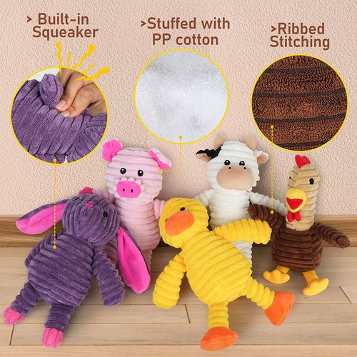 5 Pack Plush Toys Assortment Puppy Pet Squeak Toy for Small Medium Large Dogs - Picture 3 of 14
