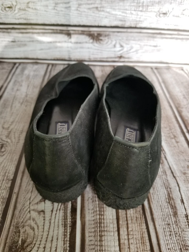 Mocasines sin cordones Lands End muestra para mujer con suela de goma de gamuza negra talla 7 Foto 4 de 4